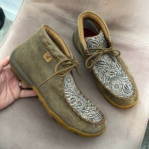 Twisted X Chukka Boots Women 8 Tooled Bomber Moccasins Driving Moc Leather